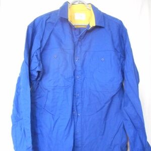 Vintage 1980s Arrow Blue Yellow Shirt Size L 100%